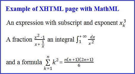 Web page with MathML