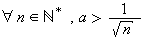 &forall;n&isin;ℕ^*,a>1/&radic;n