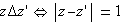 z&Delta;z'<=>|z-z'|=1