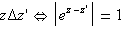 z&Delta;z'<=>|e^z-z'|=1